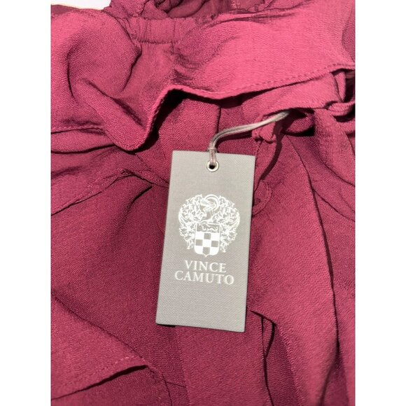 Vince Camuto Women's Top Burgundy Ruffle Pop Over Short Sleeve Plus Size 3X NEW - Picture 9 of 9